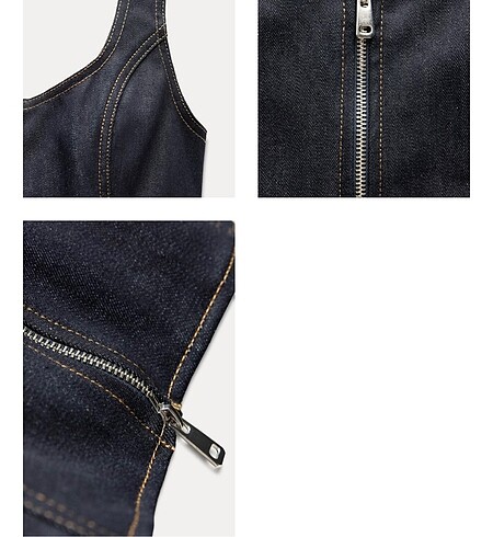 s Beden mavi Renk Zara fermuarlı denim top