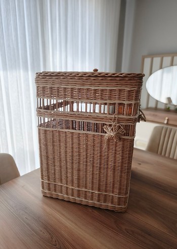 Zara Home Bej Hasır Çamaşır Sepeti