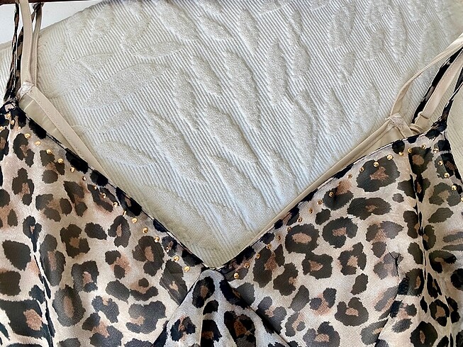l Beden camel Renk Victoria's Secret Leopar şifon elbise