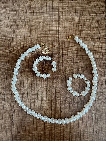İnci kolye küpe set