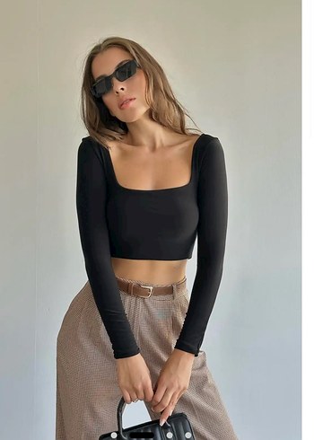 Siyah Mini Crop Top
