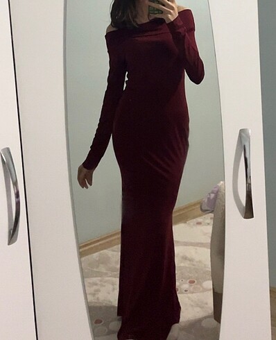Bordo renk elbise Trendyol