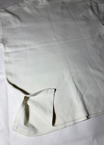 Zara TRF Yan Dekolteli Ekru Tişört  - Görsel 3