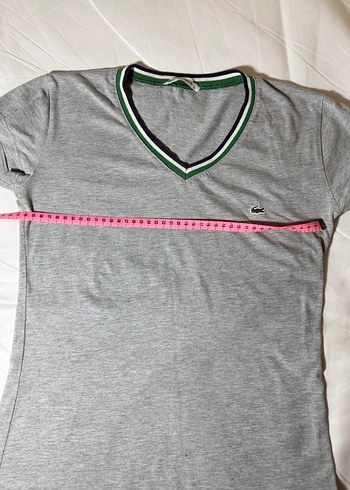 Lacoste V Yaka Gri Tişört  - Görsel 3