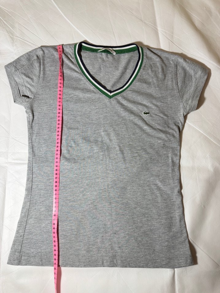 Lacoste V Yaka Gri Tişört  - Görsel 4