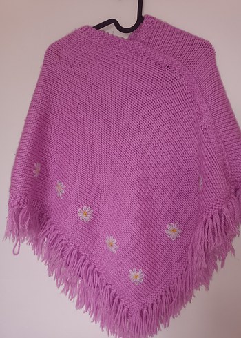 Nakışlı Lila Kız Çocuk Panço - Görsel 2