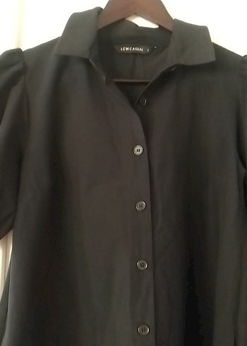 Düğmeli Siyah Midi Kadın Elbise - Görsel 3