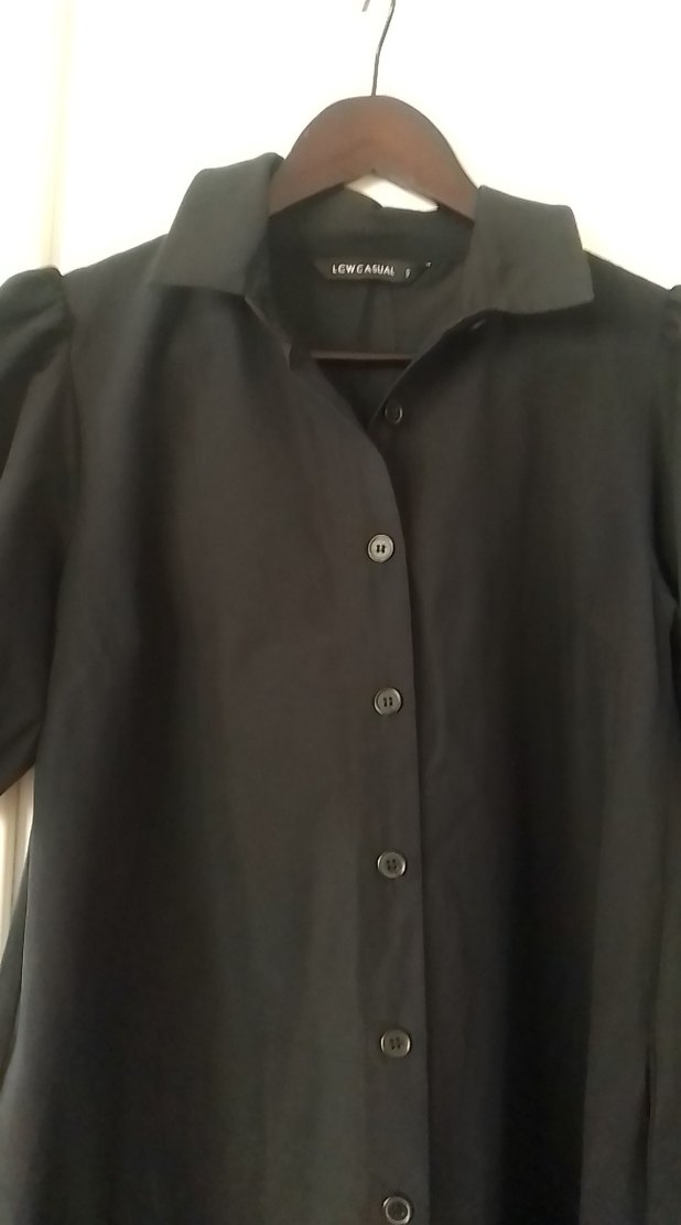 Düğmeli Siyah Midi Kadın Elbise - Görsel 3