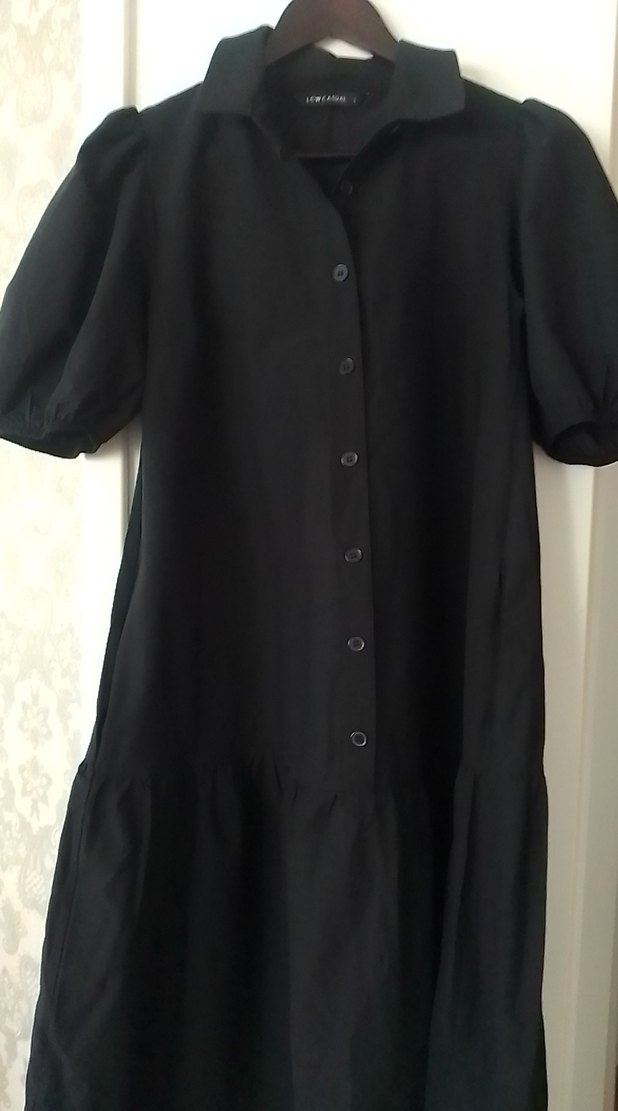 Düğmeli Siyah Midi Kadın Elbise - Görsel 2