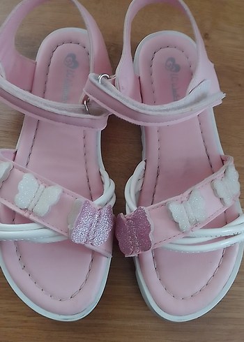 Kız Çocuk Pembe Kelebekli Tokalı Sandalet - Görsel 2