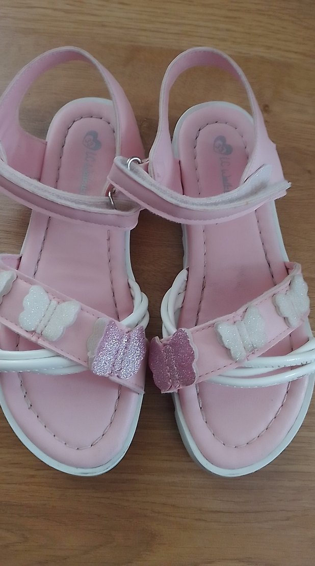 Kız Çocuk Pembe Kelebekli Tokalı Sandalet - Görsel 2