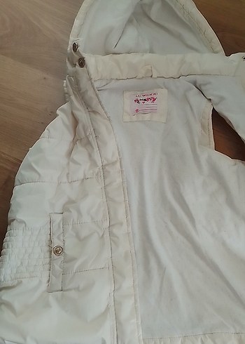 Kapüşonlu Beyaz kız çocuk Yelek - Görsel 3