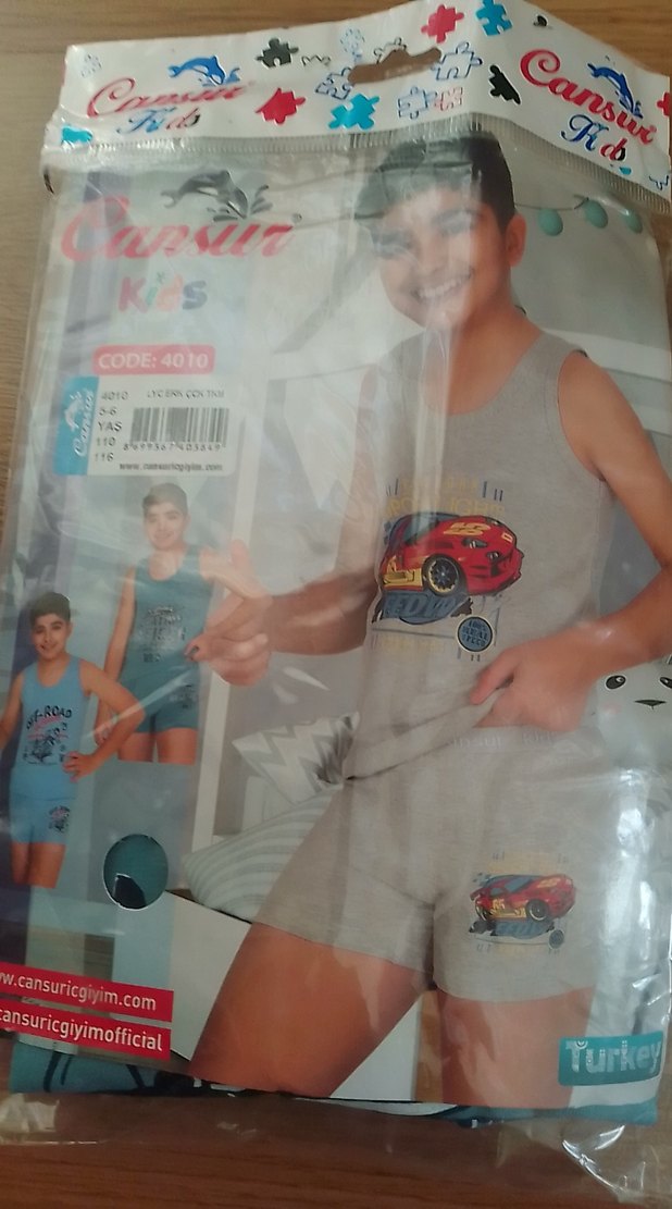 Gri Erkek Çocuk Transparan Baskılı Atlet - Görsel 3