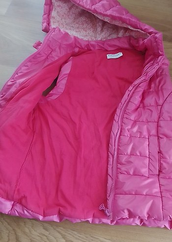 Kız Çocuk Parlak Pembe Kapüşonlu Yelek - Görsel 4