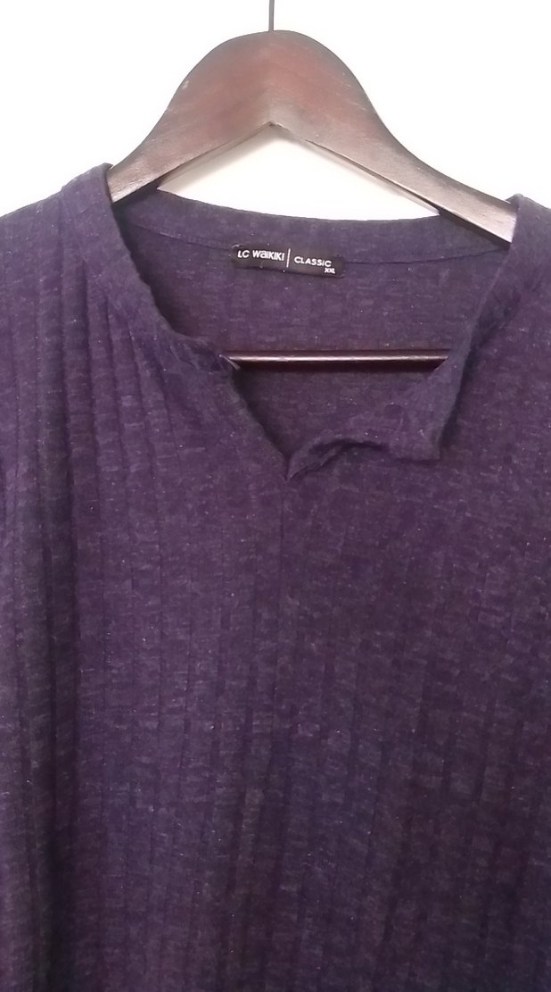 Erkek Gri V Yaka Keten Triko Kazak - Görsel 3