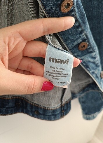 m Beden Mavi Crop Kot Ceket