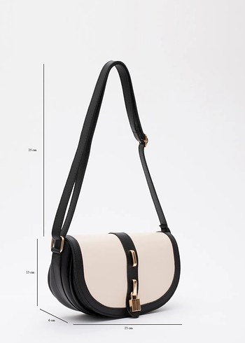 Kilit detaylı Beyaz Deri Kadın Çanta - Görsel 2