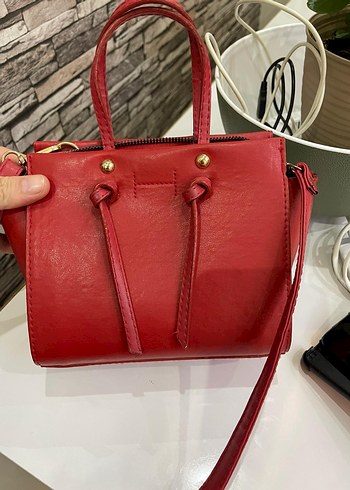 Kırmızı Deri Kadın Çanta - Görsel 3