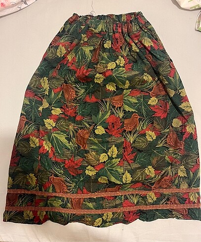 xs Beden Vintage Desenli Midi Etek
