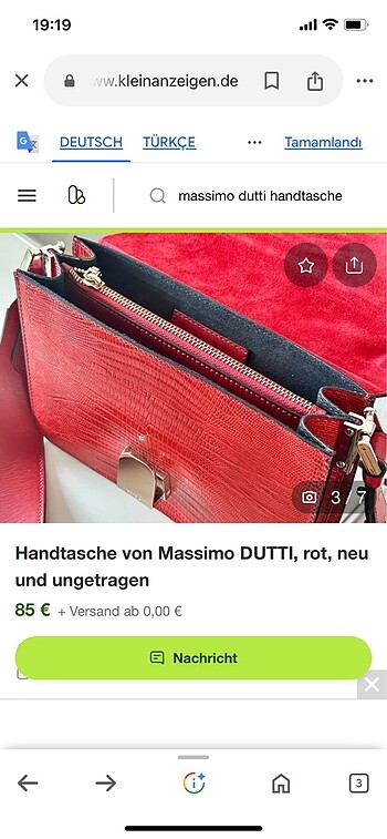  Beden Massimo Dutti Kırmızı Çanta