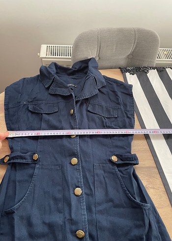 Düğmeli Lacivert Mini Elbise - Görsel 6