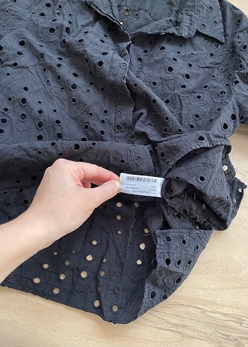 Zara Düğmeli Siyah Kadın Keten Gömlek - Görsel 4