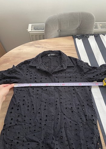 Zara Düğmeli Siyah Kadın Keten Gömlek - Görsel 5