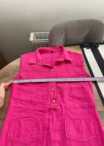 Trendyolmilla Pembe Kolsuz Keten Elbise - Görsel 5