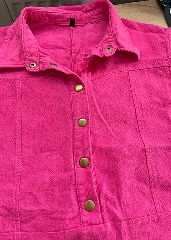 Trendyolmilla Pembe Kolsuz Keten Elbise - Görsel 3