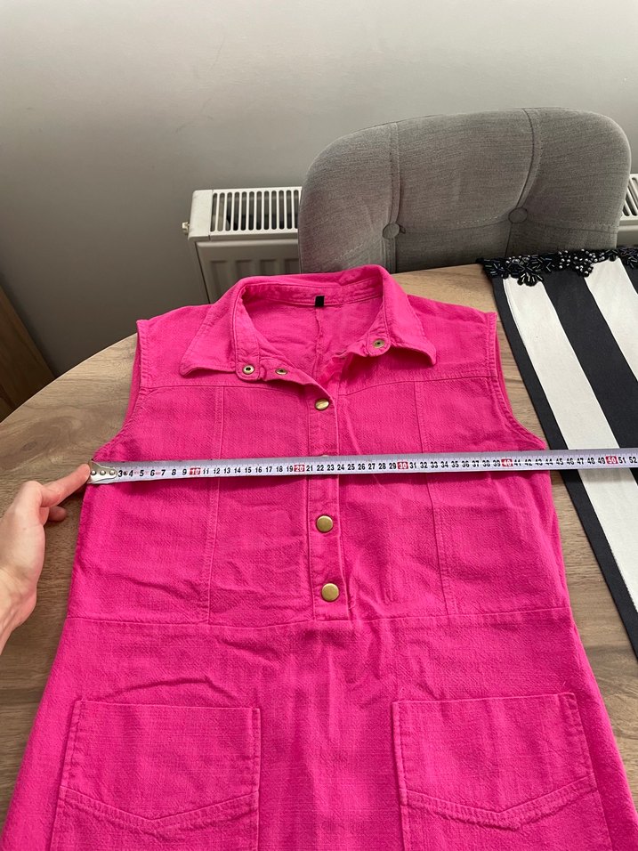 Trendyolmilla Pembe Kolsuz Keten Elbise - Görsel 5