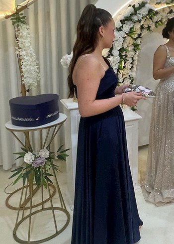 Lacivert Uzun Abiye Elbise - Görsel 3