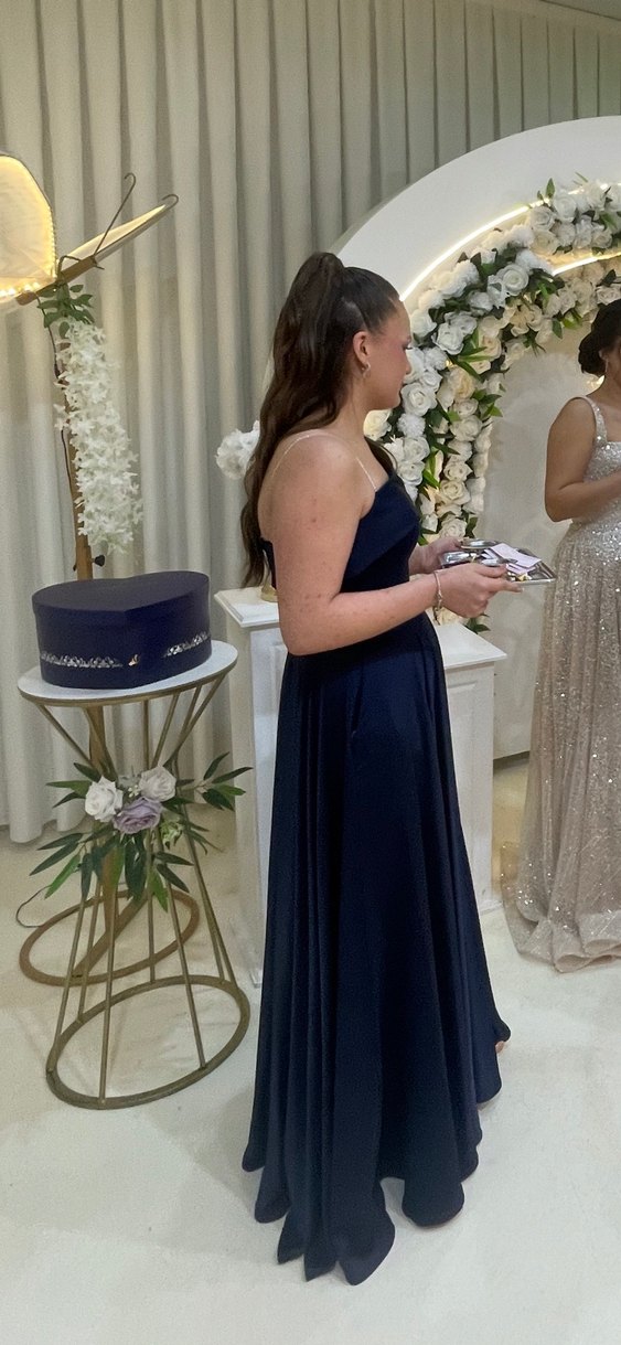 Lacivert Uzun Abiye Elbise - Görsel 3