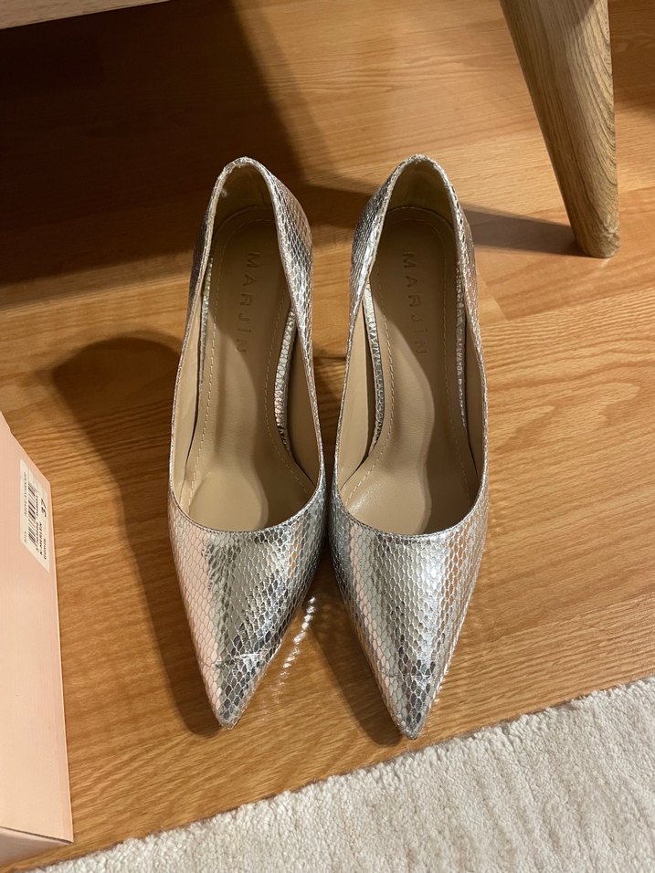 Marjin Gümüş Yılan Desenli İnce Topuklu - Görsel 5