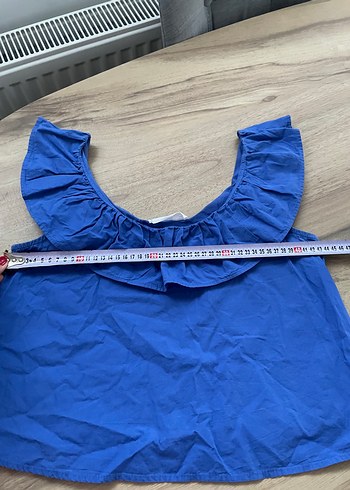 MANGO Kadın Mavi Firfirli Kolsuz Bluz - Görsel 9