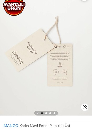 MANGO Kadın Mavi Firfirli Kolsuz Bluz - Görsel 6