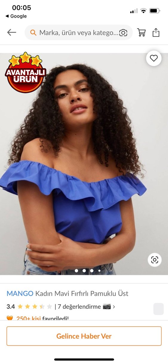 MANGO Kadın Mavi Firfirli Kolsuz Bluz - Görsel 4