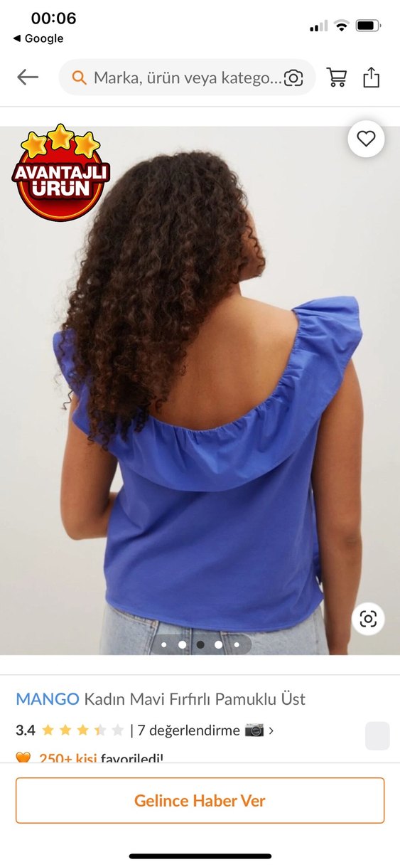 MANGO Kadın Mavi Firfirli Kolsuz Bluz - Görsel 3