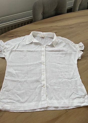 OXXO V Yaka Kısa Kollu Salaş Kadın Gömlek - Görsel 5