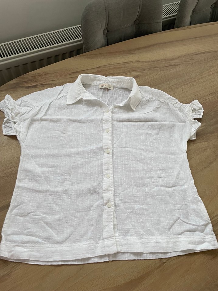 OXXO V Yaka Kısa Kollu Salaş Kadın Gömlek - Görsel 5