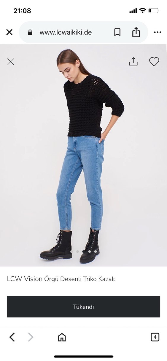 LCW Vision Siyah Örgü Desenli Triko Kazak - Görsel 3