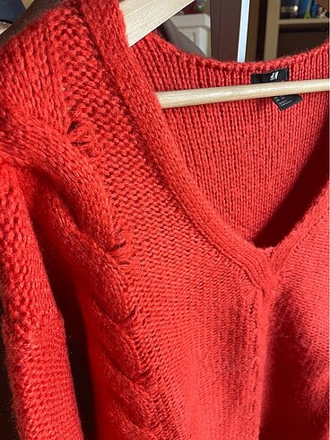 H&M H&M koyu turuncu v yaka kazak