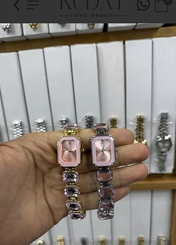 Pembe taşlı kol saati