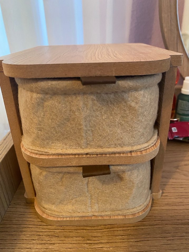 Bej ve Gri İki Katlı Depolama Sepeti - Görsel 2