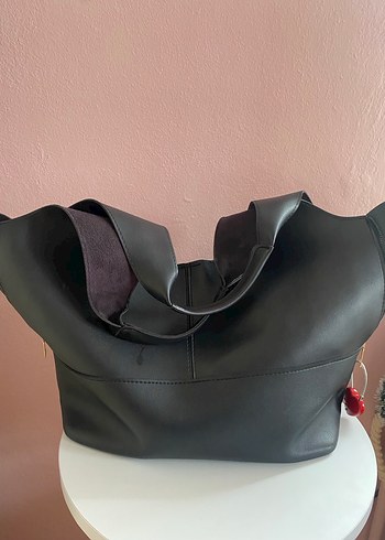 Minimalist Siyah Deri Kadın Çanta - Görsel 2