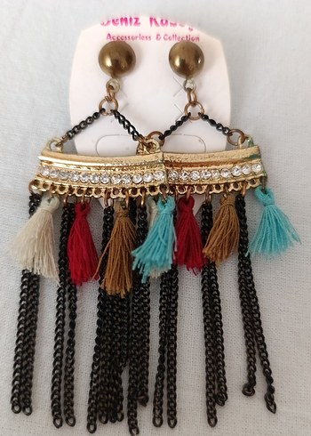 Accessorize Renkli Püsküllü Bohem Uzun Küpe