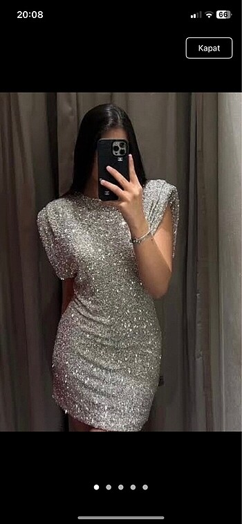 Zara viral gümüş elbise