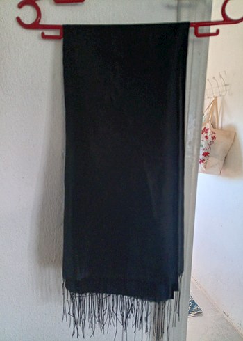 Saten Görünümlü Siyah şal - Görsel 3