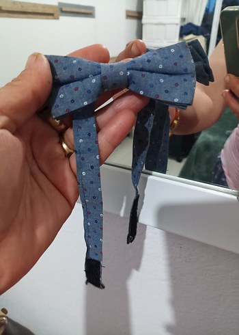 Mavi Desenli Çocuk Papyon - Görsel 2