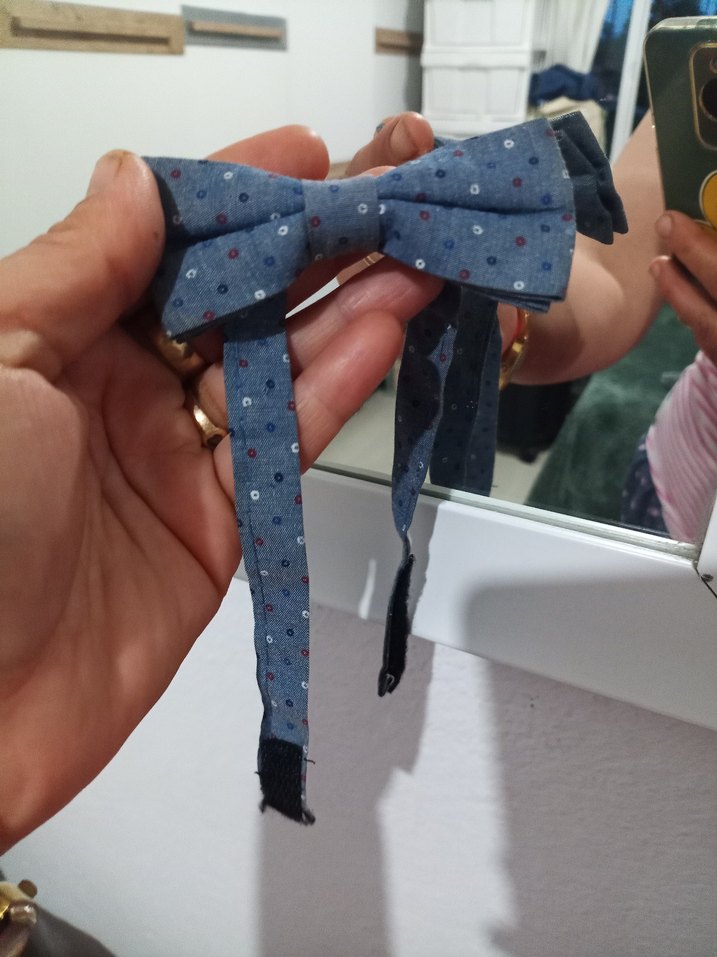 Mavi Desenli Çocuk Papyon - Görsel 2