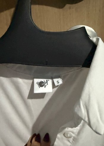 s Beden beyaz Renk Düğmeli Beyaz Kadın Pamuklu Gömlek